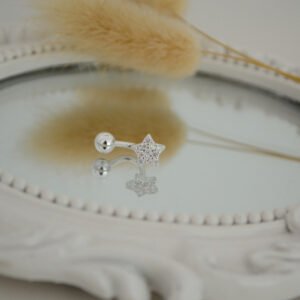 Piercing Ombligo con Bolita / Estrella con Micro Cúbics Engarzados