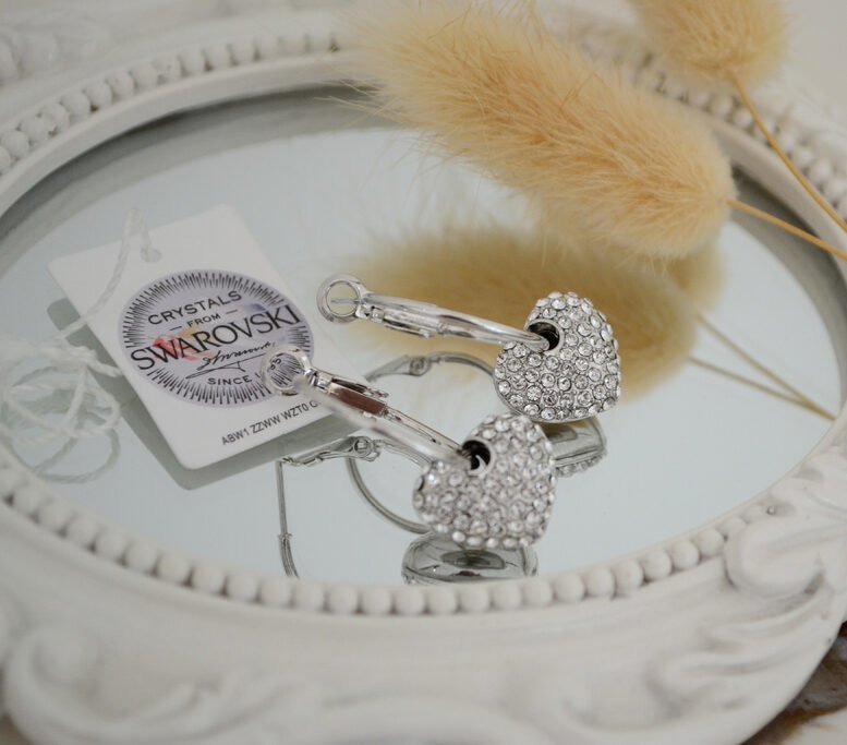 Aros Cubanos con Dije Corazón 12mm con Cristales Circonia Swarovski® Elements