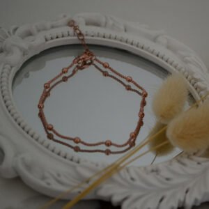 Cadena Pochoclo 1mm con Bolitas de 3mm Intercaladas - Baño Rosé Gold