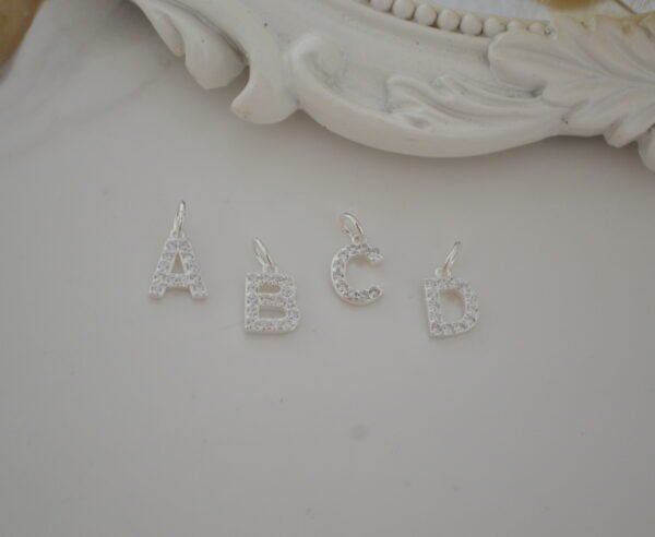 Dije Inicial Plata con Interior en Micropave 10mm de la A-Z