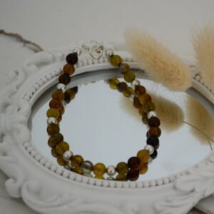Pulsera Piedras Naturales: Ágata Natural 6mm con Bolitas 4mm de Plata Intercaladas