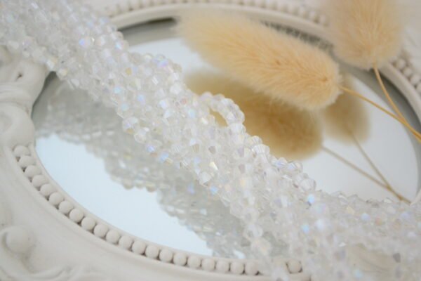 Tira de Cristal de Roca Bicónico 4mm - CRISTAL SHIMMER