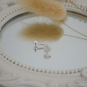 Piercing Ombligo con Bolita / Corazón con Micro Cúbics Engarzados