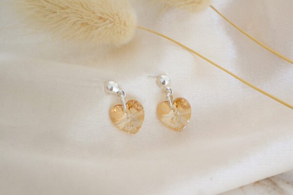 Aros ROMA con Corazones Crystal Golden Shadow 10mm Swarovski® Colgantes / Brisura Media Bola 4mm