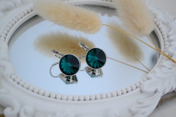 Aros Brisura Italiana con Cristal de 12mm Swarovski® Elements Rodinados - Esmerald