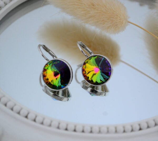 Aros Brisura Italiana con Cristal de 12mm Swarovski® Elements Rodinados - Crystal Vitrail Medium