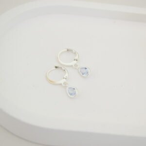 Aros Cierre Brisura Cerrada con Cúbic Gota de 8mm Colgante Color Cristal