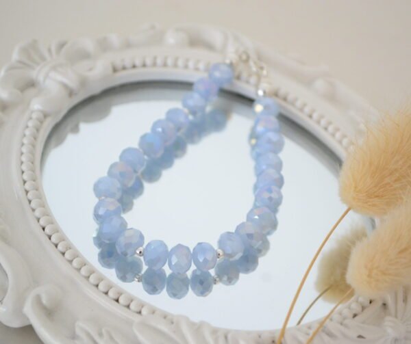 Pulsera con Donas de Cristal de Roca 8mm - Bolitas 5mm y Bolitas 2.5mm Intercaladas