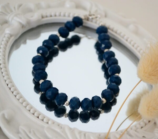 Pulsera con Donas de Cristal de Roca 8mm - Bolitas 2.5mm Intercaladas