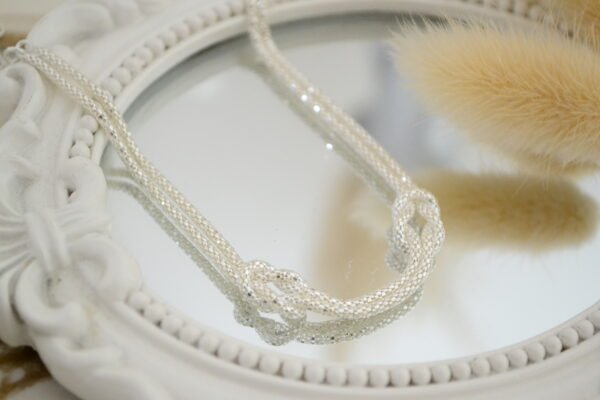Pulsera AFRODITA: Doble Trama Pochoclo Enlazada con dos Nudos