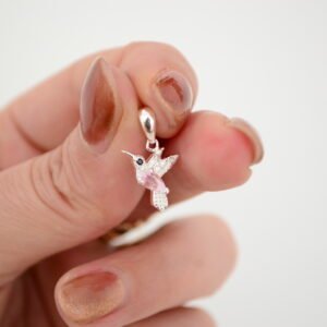 Dije Mini COLIBRI con Cúbic Rosa / Micro Cúbics Engarzados