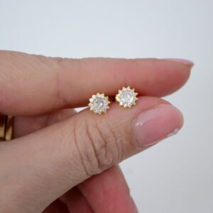 Aros Pasantes FLOKI DORÉ: Roseta 7mm con Cubic Engarzados
