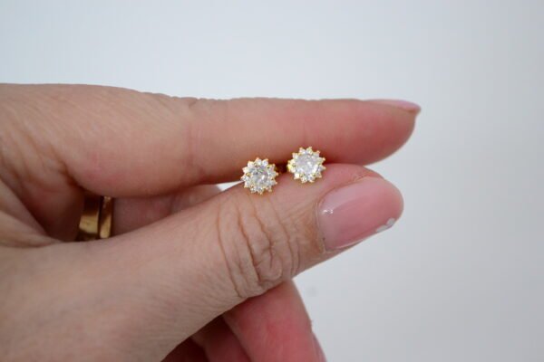 Aros Pasantes FLOKI DORÉ: Roseta 7mm con Cubic Engarzados