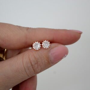 Aros Pasantes FLOKI ROSÉ: Roseta 7mm con Cubic Engarzados