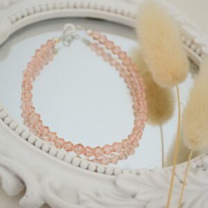 Pulsera con Bicónicos de Cristal de Roca 4mm - Bolitas 3mm