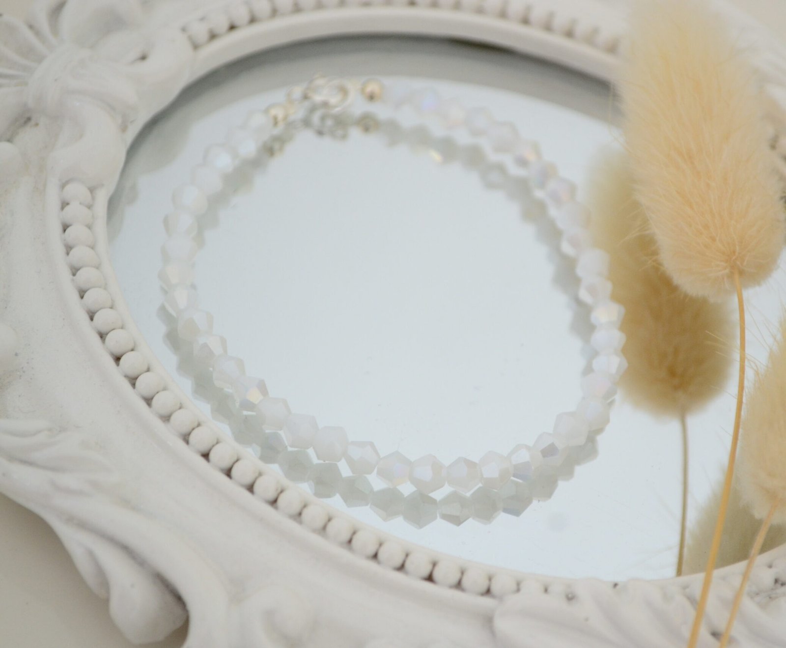 Pulsera con Bicónicos de Cristal de Roca 4mm - Bolitas 3mm