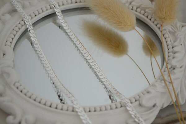 Gargantilla Cinta Trenzada 5mm - Acero Blanco - 45cm + 5cm Extensión