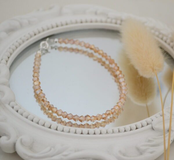 Pulsera con Bicónicos de Cristal de Roca 3.5mm Golden - Bolitas 3mm