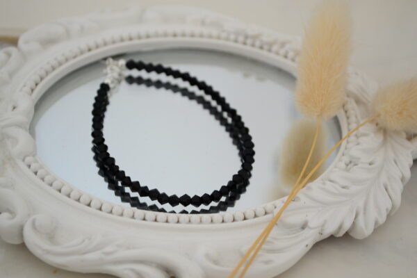 Pulsera con Bicónicos de Cristal de Roca 3.5mm Negro - Bolitas 3mm