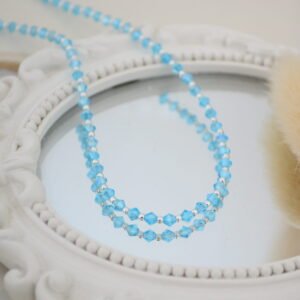 Gargantilla JULIANA MINI: Cuentas Bicónicas Cristal de Roca 3.5mm Celeste Tornasol
