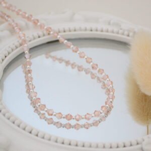 Gargantilla JULIANA MINI: Cuentas Bicónicas Cristal de Roca 3.5mm Rosa