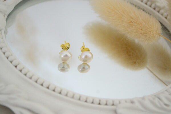 Aros Perla de Río Pasante 6mm con Baño Doré Gold
