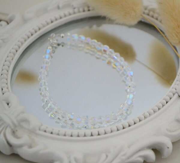 Pulsera con Bicónicos de Cristal de Roca 4mm - Bolitas 3mm