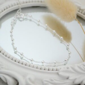 Pulsera FLORA: Espejito 1mm con Bolitas 2,8mm Intercaladas