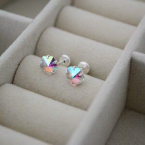 Aros Abridores con Cristal Flor 6mm Tornasol Engarzado