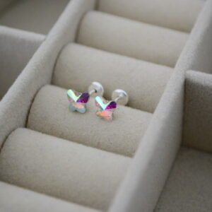Aros Abridores con Cristal Mariposa 5mm Tornasol Engarzado