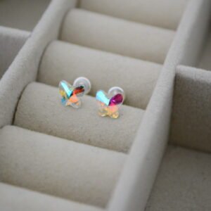 Aros Abridores con Cristal Mariposa 6mm Tornasol Engarzado