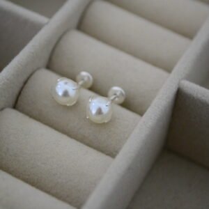 Aros Abridores Perla Engarzada 6mm