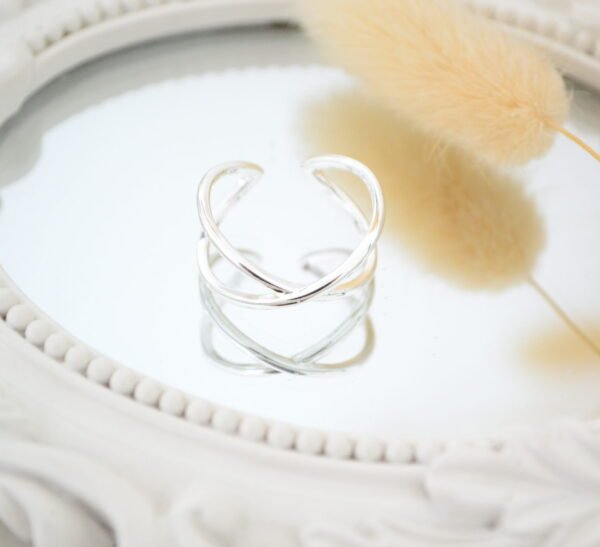 Anillo Regulable Cruzado Acero Blanco