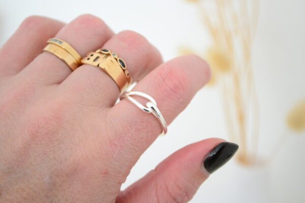 Anillo Regulable Ojal Acero Blanco - Imagen 2