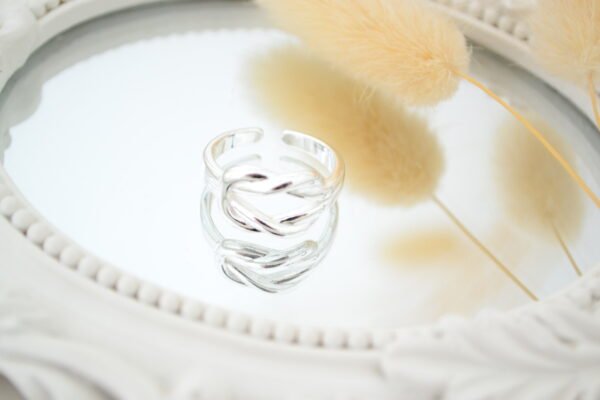 Anillo Regulable Nudo Doble Acero Blanco