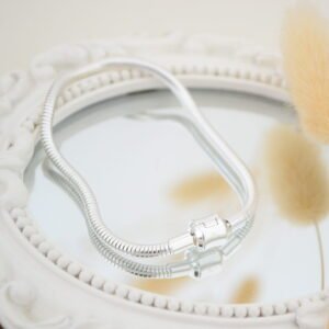 Pulsera Acero Blanco Estilo PANDORA para CHARMS con cierre Click Tamborcito