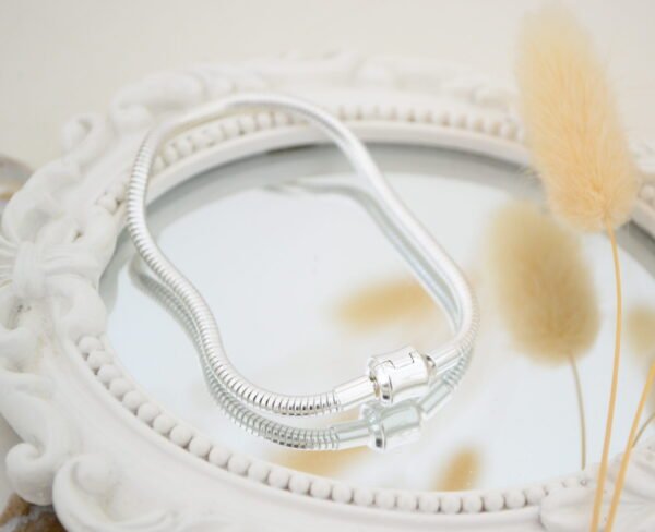Pulsera Acero Blanco Estilo PANDORA para CHARMS con cierre Click Tamborcito