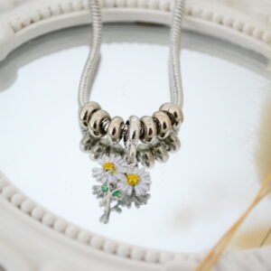 Pulsera Estilo PANDORA con CHARMS Donas y Girasoles con cierre Mosquetón y Extensión