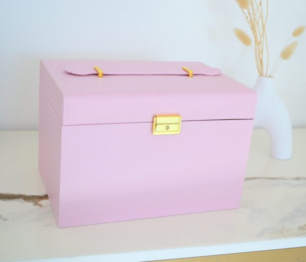 Alhajero Maletín Rectangular con Botón Central y Llave 26.5cm x 18cm x 19cm
