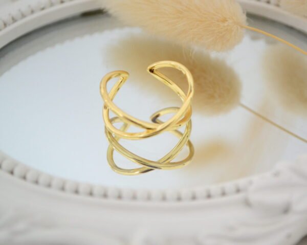 Anillo Regulable Cruzado Acero Doré