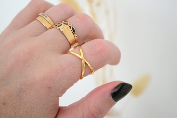 Anillo Regulable Cruzado Acero Doré - Imagen 2