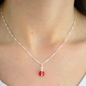 Conjunto MARIQUITA: Cadena Singapur de 40 cm con Dije Mariquita Esmaltado