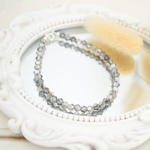 Pulsera con Bicónicos de Cristal de Roca 4mm - Bolitas 3mm